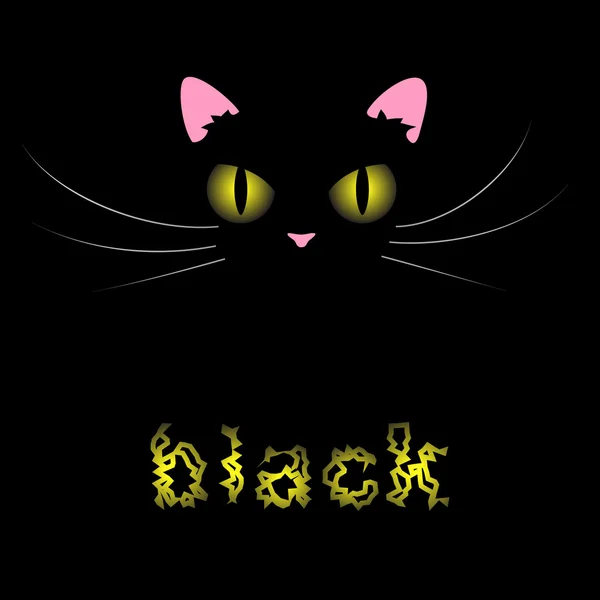 Svart katt på svart bg — Stock vektor