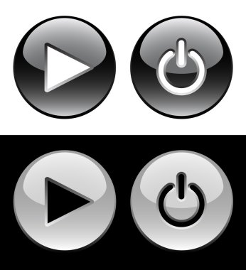 Black and white ring buttons clipart