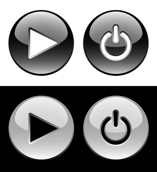 stock vector Black and white ring buttons