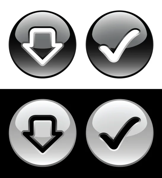 Siyah-beyaz yüzük düğmeleri — Stok Vektör