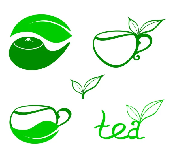 Icônes de thé stylisées — Image vectorielle