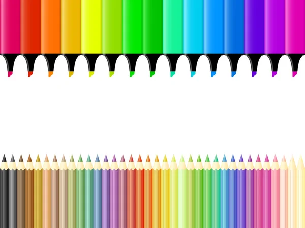 Kleurpotloden en stiften — Stockvector