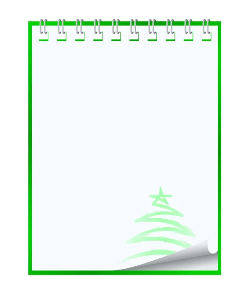 Caderno de papel com árvore de xmas — Vetor de Stock