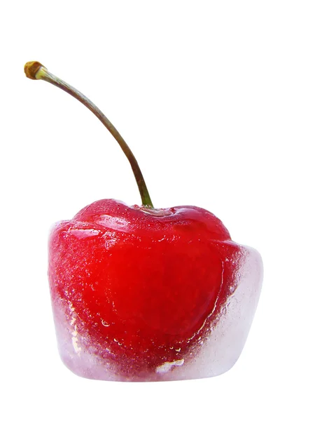 Cherry frozen in ice — Stock Photo, Image