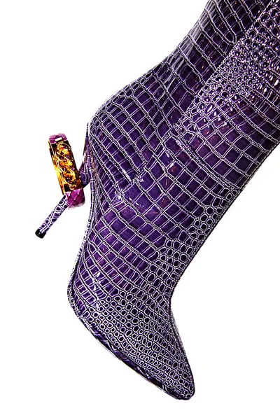 Magenta boot with a bracelet on a heel — Stock Photo, Image