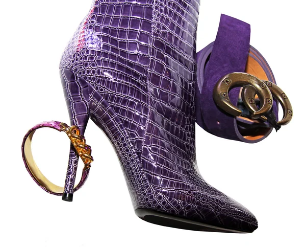 Ženské purpurové boot — Stock fotografie