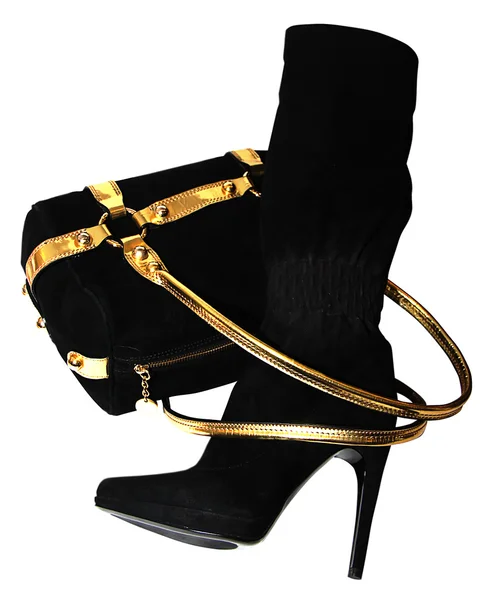 Kvinnliga svarta mocka boot — Stockfoto