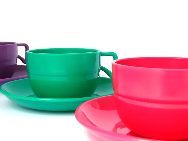 stock image Three colour cups 1