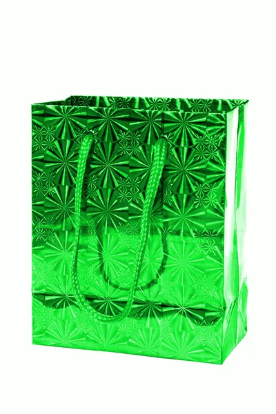 Зелений пакет для подарунка на — стокове фото