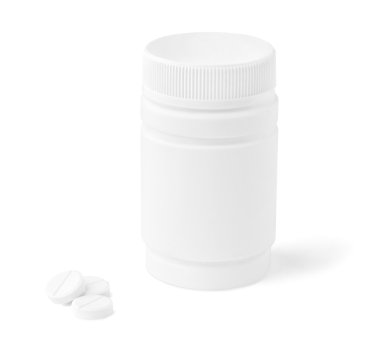 Blank medicine bottle and tablets clipart