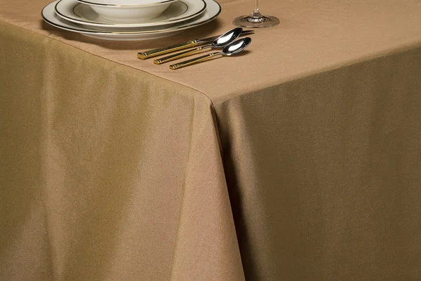 Almond linen table cloth — Stock Photo, Image