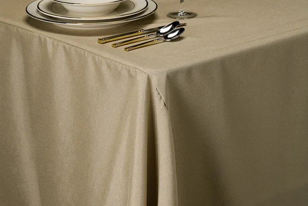 Oatmeal linen table cloth — Stock Photo, Image