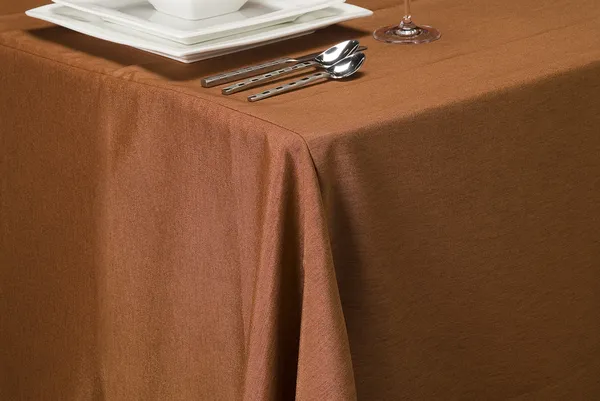 Kırmızı biber keten masa örtüsü — Stok fotoğraf