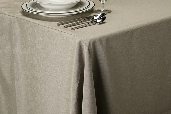 Gümüş keten masa örtüsü — Stok fotoğraf