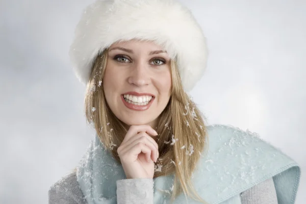 Stock image Beautiful blonde in winter outfit