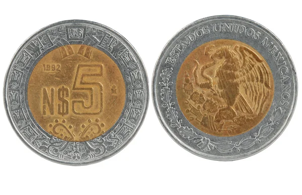 Монета пять песо — стоковое фото