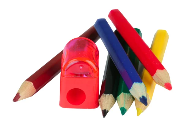 Pencils and pencil sharpener — Stock Photo, Image