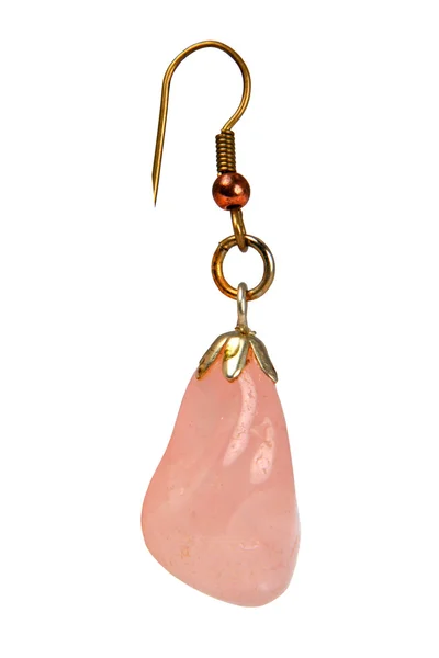 Female ornament an earring with pink qua — Stock Photo, Image