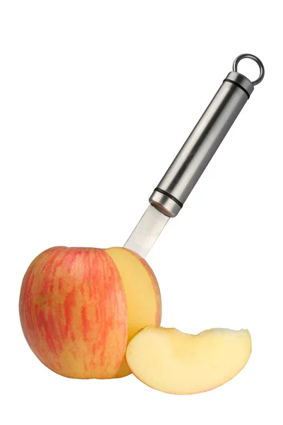 Apfel mit Messer — Stockfoto