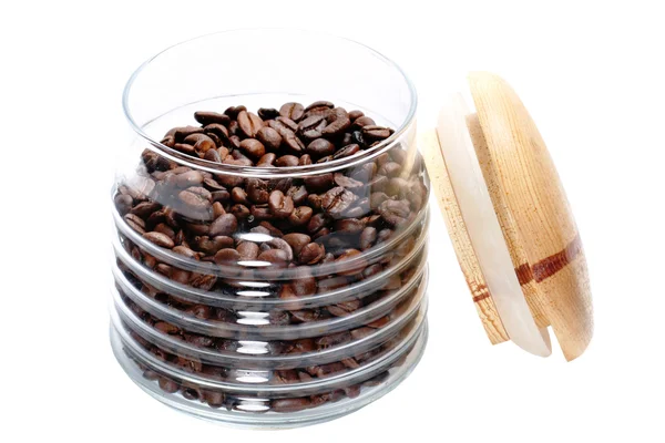 Bank with coffee grains — Stock Photo, Image