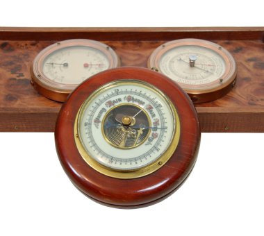 Antique barometer and dials clipart