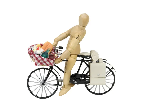 Open picknick levensmiddelen mand op fiets — Stockfoto