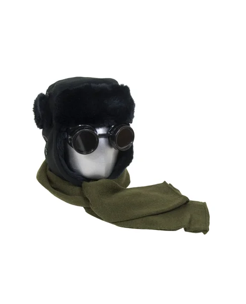 Black fur Aviator kit — Stock Photo, Image