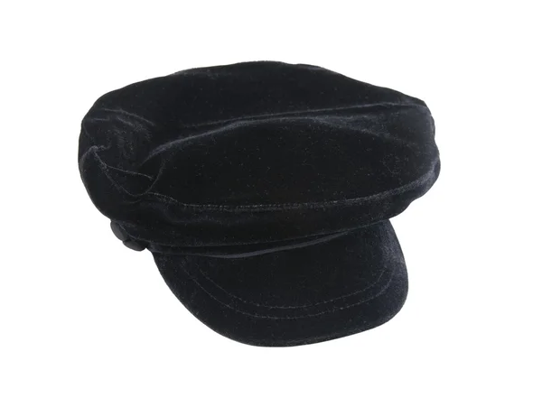 블랙 벨벳 모자 챙 모자 — 스톡 사진