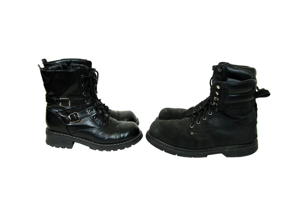 Seu e suas botas de couro preto — Fotografia de Stock