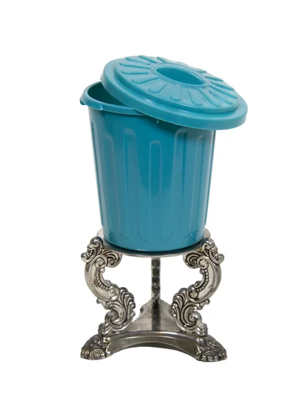 Garbage can on Silver Pedestal — Stock Photo, Image