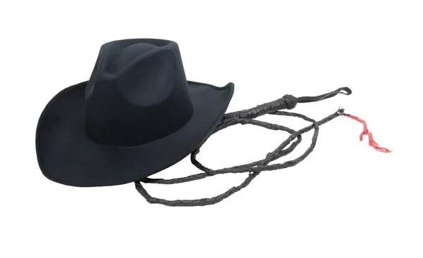 Cowboy hat and whip — Stockfoto