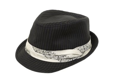 Black Fedora hat with white band clipart