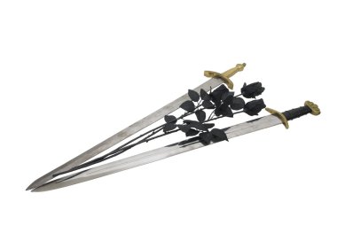 Swords and black roses clipart