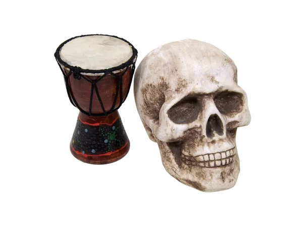 Барабан и череп — стоковое фото