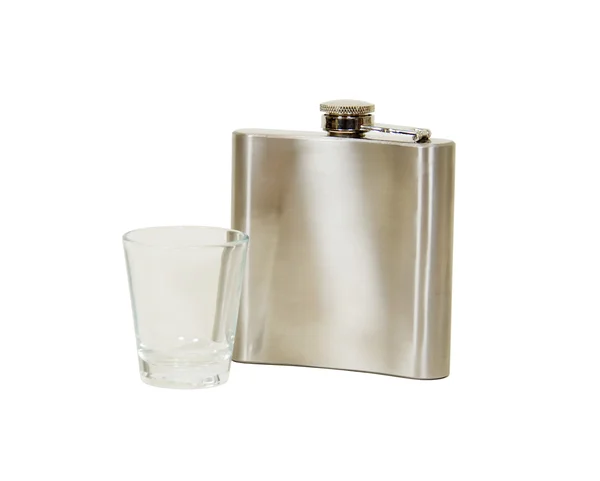 Flask and shot glass — Stock Photo, Image