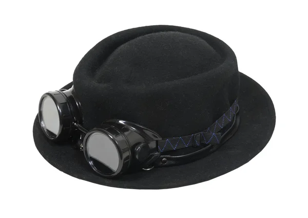 Zwarte hoed en bril — Stockfoto