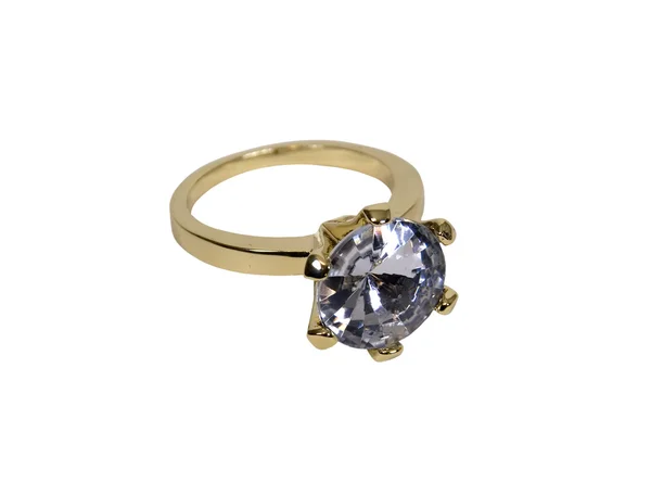 Χρυσό διαμαντένιο δαχτυλίδι αρραβώνων — Φωτογραφία Αρχείου
