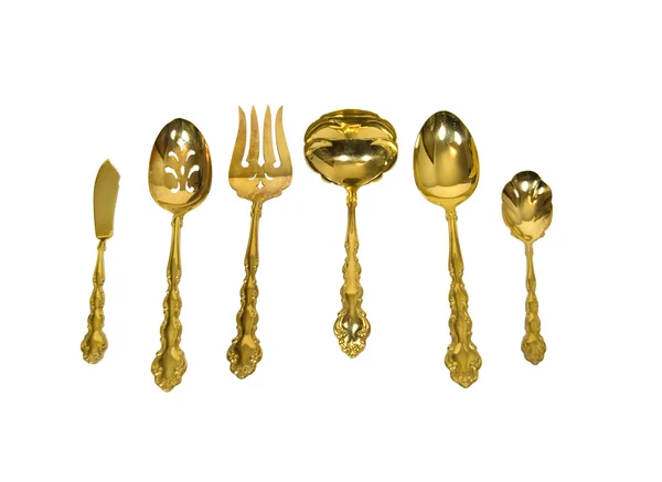Goldware para uma mesa de luxo — Fotografia de Stock