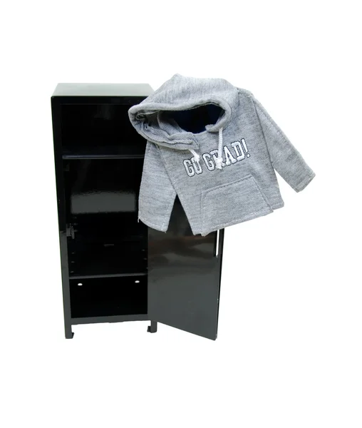 Graduate hoodie on locker — Stock Photo, Image