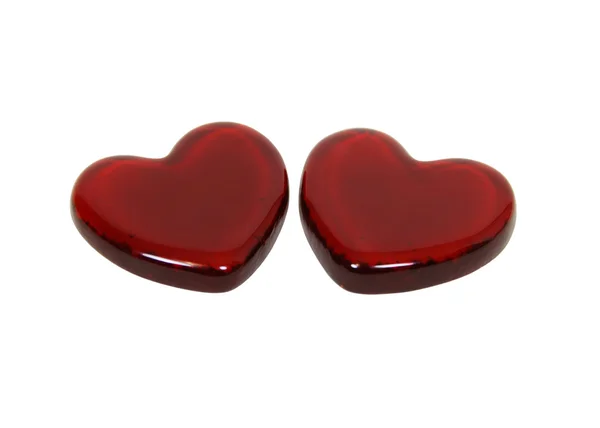 Δύο καρδιές κόκκινο γυαλί — Φωτογραφία Αρχείου