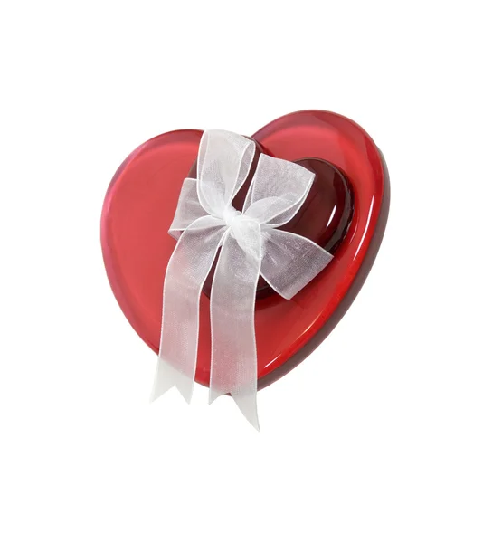 Red Heart with ribbon — Stock Photo, Image