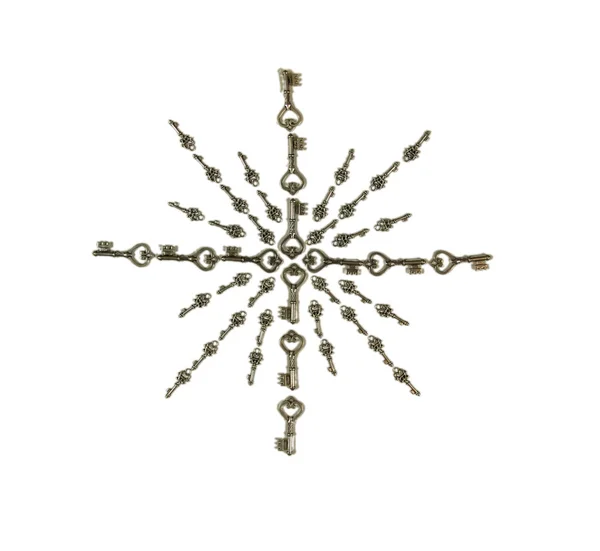 Silver antique keys starburst — Stock Photo, Image
