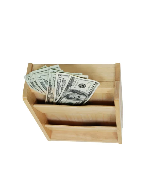 Caixa de cartas cheia de dinheiro — Fotografia de Stock