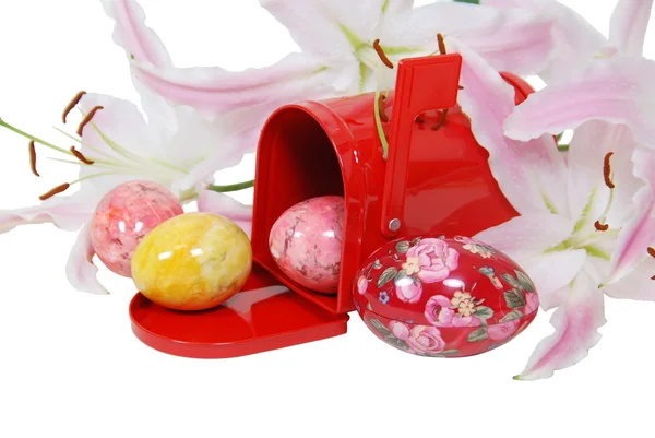 Easter eggs in the mailbox — Stock Photo, Image