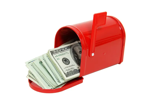 Dinheiro na caixa de correio — Fotografia de Stock