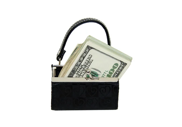 Väska full med pengar — Stockfoto