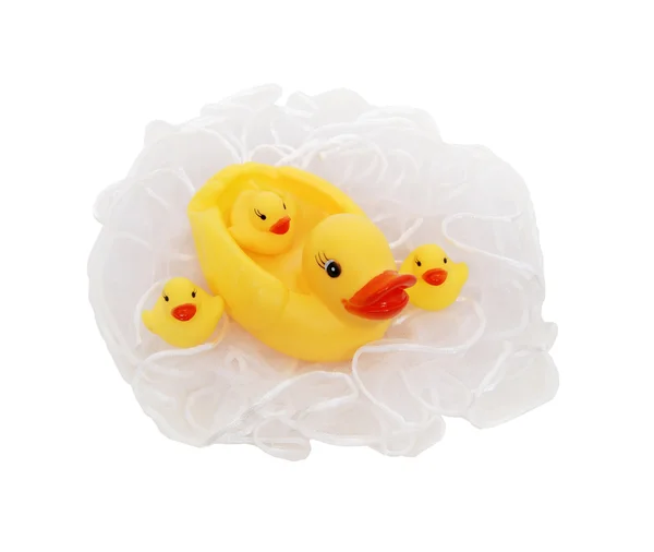 Rubber duckie and babies — Stock Photo, Image
