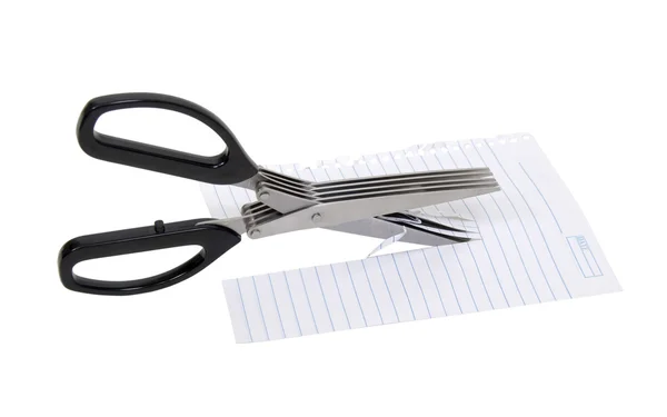 Security scissors cutting — Stock Photo, Image