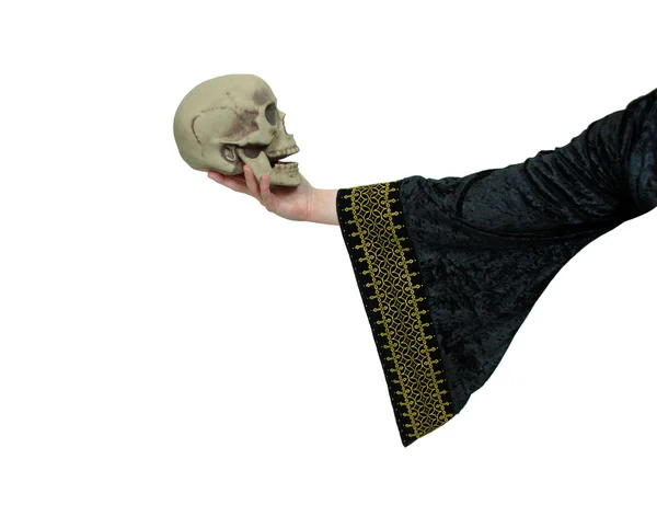 Gypsy holding skull — Stock Photo, Image