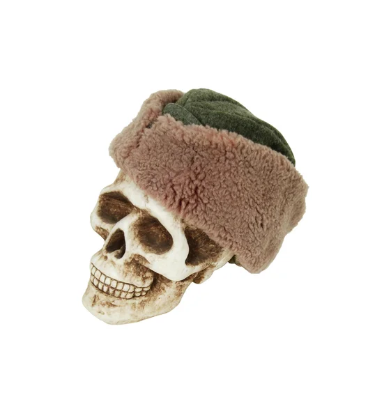 Chapéu militar de lã e crânio — Fotografia de Stock